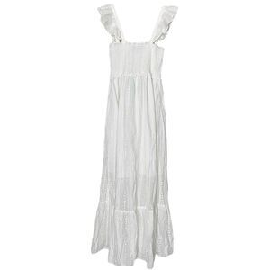 Know One Cares White 100% Cotton Smocked Bust Eyelet Maxi Dress NWT Size Medium